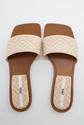Flat Fabric Slider Sandals