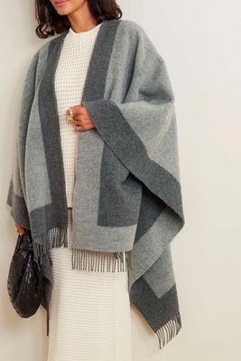 Two-Tone Fringed Wool Wrap from Johnstons Of Elgin