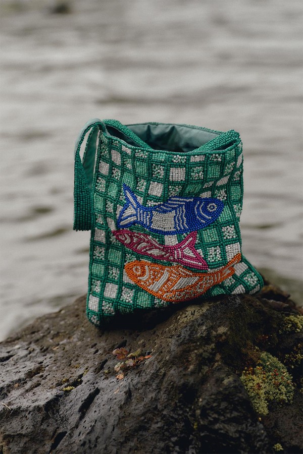 Fish Beaded Mini Bucket Bag from ZARA