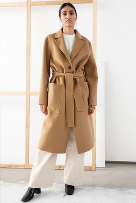 Wool Blend Belted Long Coat from & Other Stories
