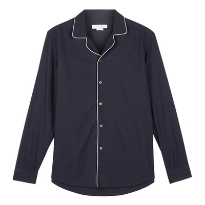 Men’s Pyjama Shirt Navy Brushed Cotton from Desmond & Dempsey