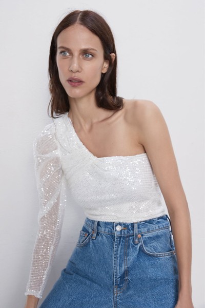 Sequinned Asymmetric Top from Zara  