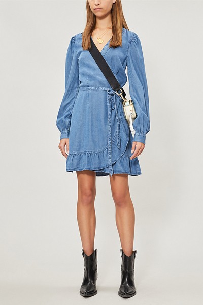 Kendry Denim Mini Wrap Dress from Paige