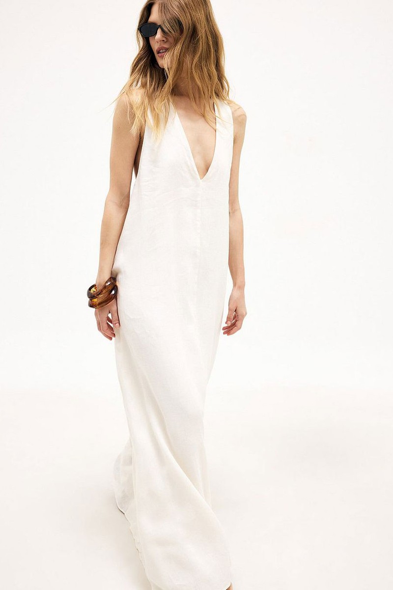 Satin Tie Back Volume Dress