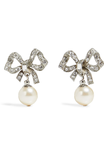 Silver-Tone, Faux-Pearl & Crystal Earrings from Ben-Amun