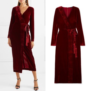 Wrap-Effect Velvet Dress from Rachel Zoe