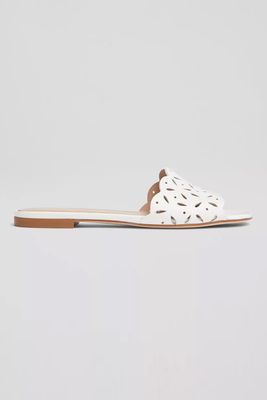 Amaya White Leather Perforated Flat Mules from LK Bennett