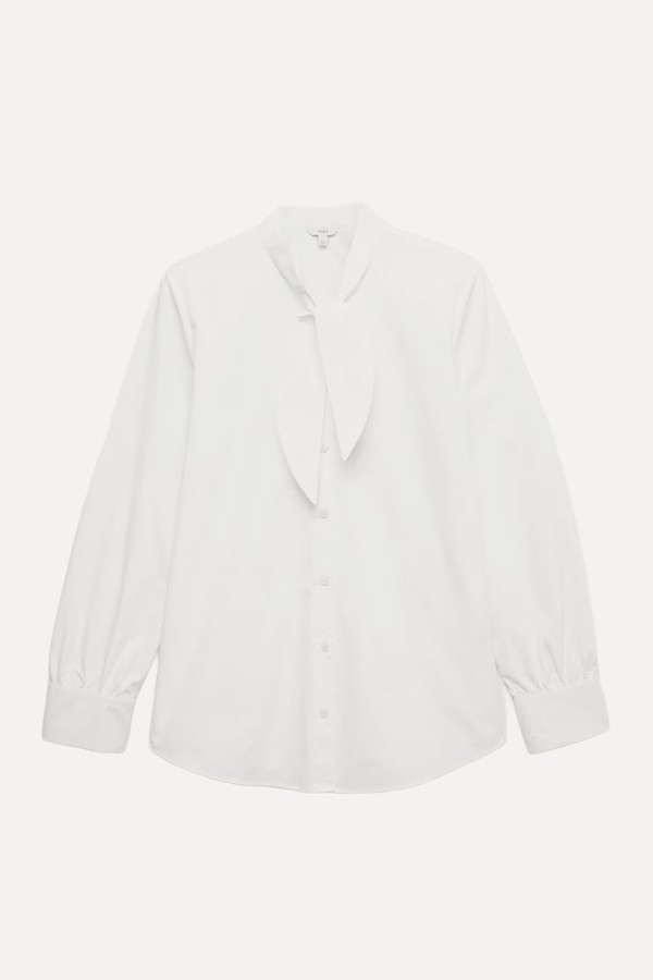 Pure Cotton Tie Neck Detail Shirt from Marks & Spencer