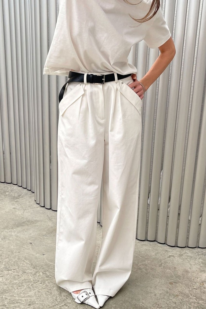 Wide Leg Pocket Detail Pants