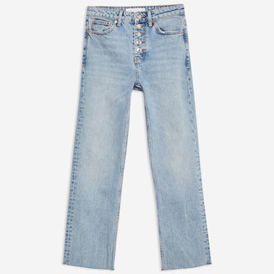 Bleached Button Fly Straight Jeans from Topshop