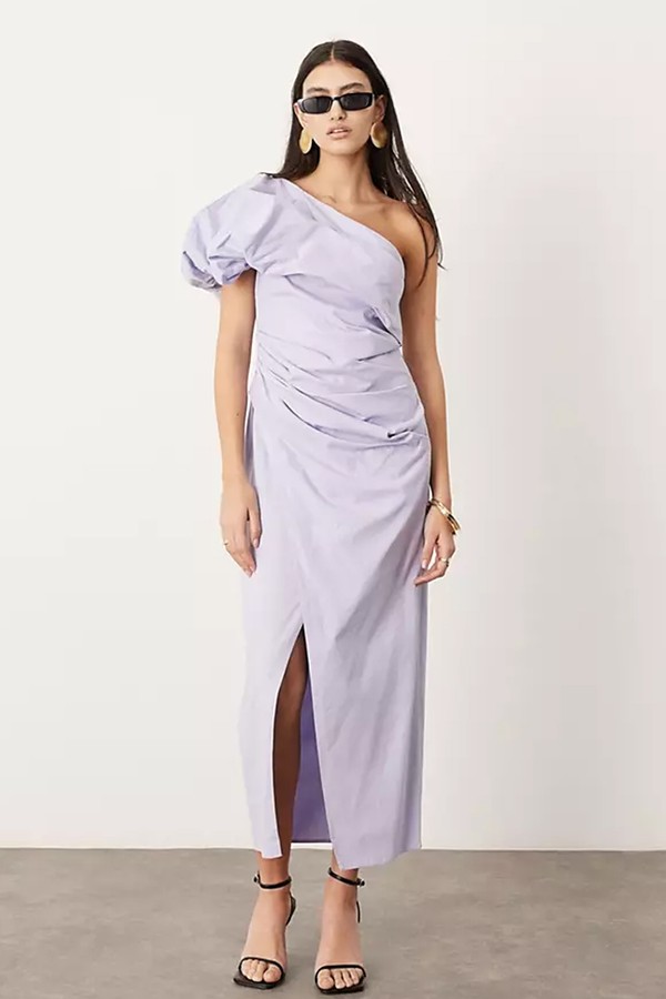 One Shoulder Ruched Maxi Dress