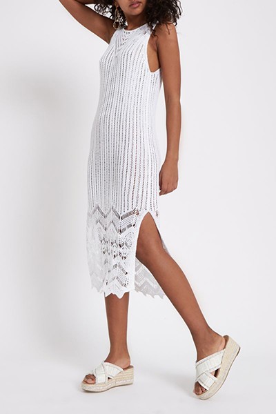  White Crochet Tassel Maxi Dress from River Island