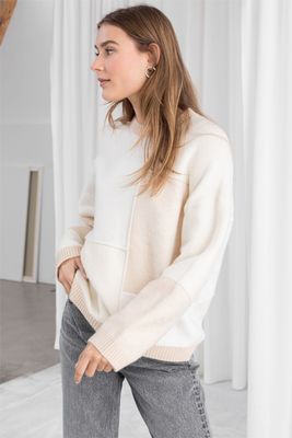 Oversized Cotton Blend Patchwork Sweater from & Other Stories