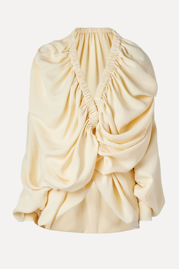 Sata Draped Wool & Silk-Blend Crepe Wrap Blouse from Sharon Wauchob