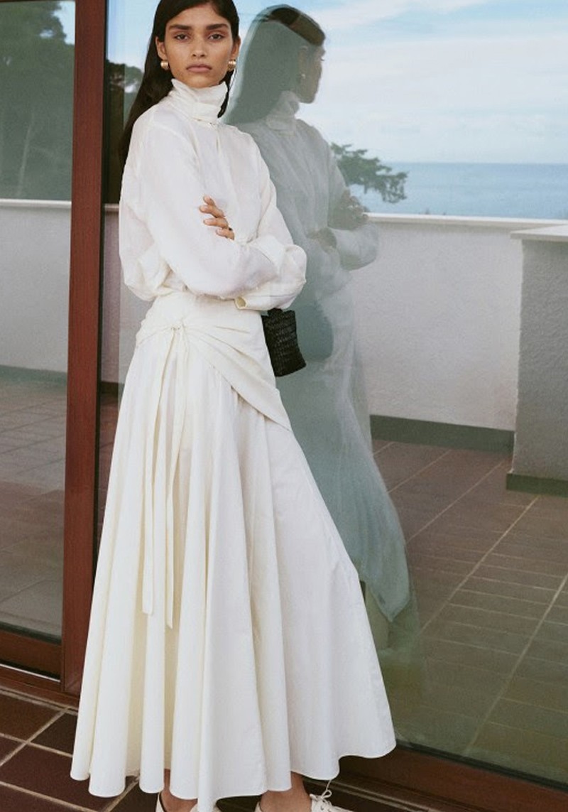 A-Line Skirt With Handkerchief Detail 