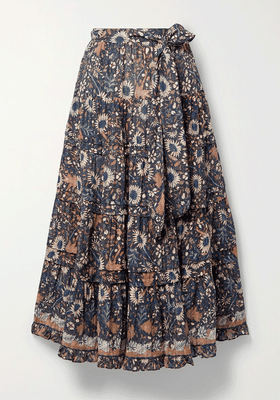 Amelia Tiered Floral-Print Midi Skirt from Ulla Johnson