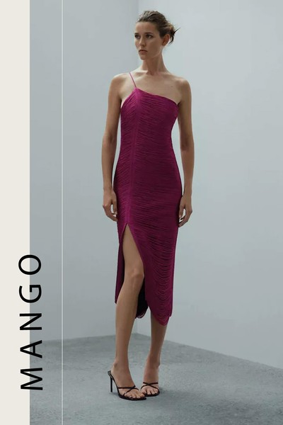 Asymmetrical Fringed Dress  from Mango