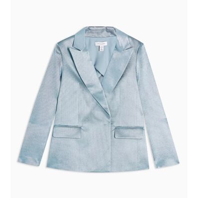 Light Blue Single Breasted Satin Twill Blazer from Topshop