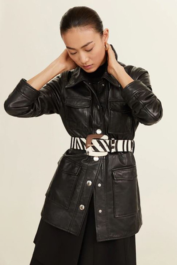 Zebra Print Leather Belt from Mango