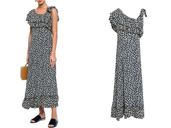 Roseburg One-Shoulder Floral-Print Washed-Crepe Maxi Dress from Ganni