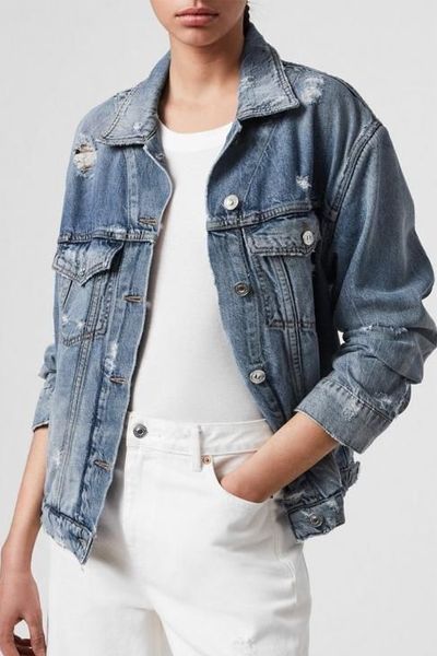 Mila Distressed Denim Jacket from AllSaints