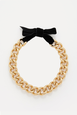 Cara Velvet-Bow 18kt Gold-Plated Necklace from By Alona