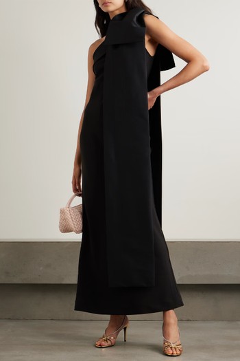 Adrian One-Shoulder Bow-Detailed Crepe & Taffeta Gown from BERNADETTE