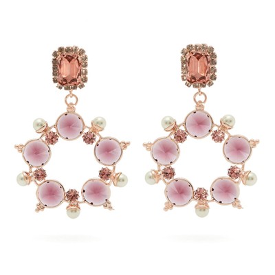 Crystal And Faux-Pearl Hoop-Drop Earrings from Erdem