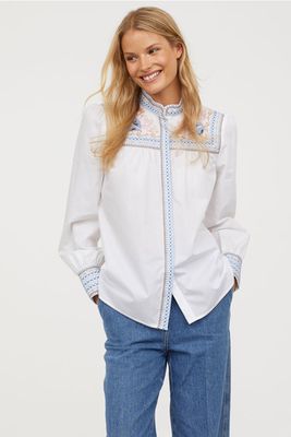 Embroidered Cotton Blouse from H&M