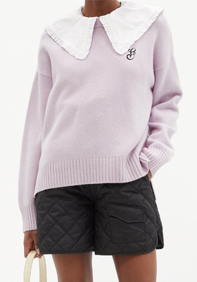 Logo-Embroidered Wool-Blend Sweater from Ganni