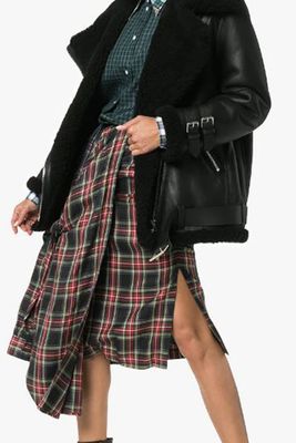 Asymmetric Tartan Midi Skirt from Push Button