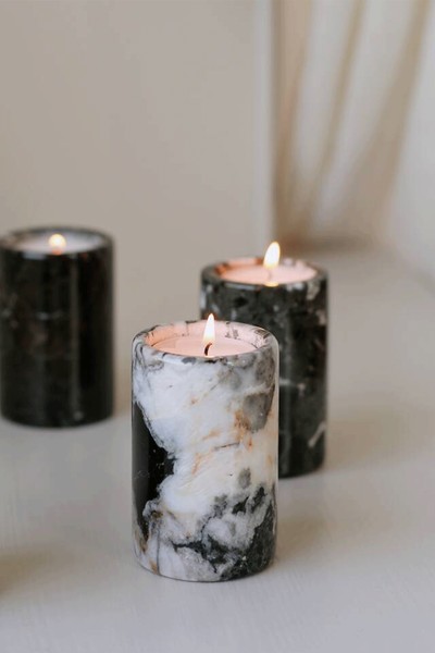 Luxury Black Marble Tealight Holder from Oba Home