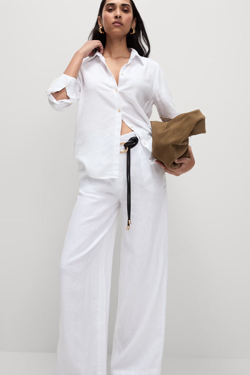 Pure Linen Wide Leg Trousers