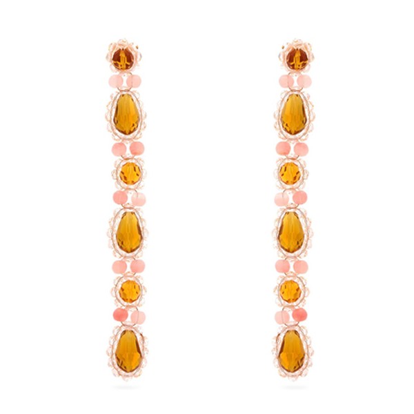 Faceted-Bead And Crystal Drop Earrings