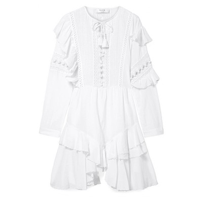 Weatherly Crochet-Paneled Cotton-Blend Dress