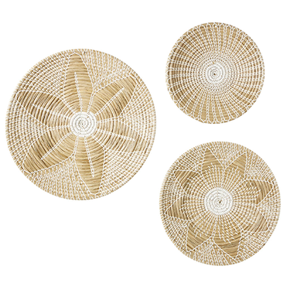 3 Seagrass Wall Art Pieces from Goa