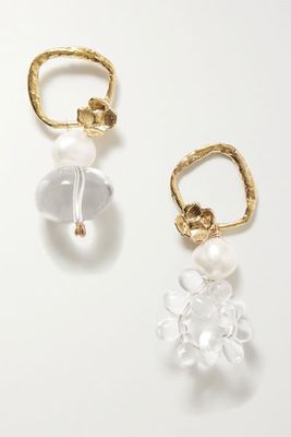 Water Drops Gold-Tone, Quartz & Pearl Earrings from Anita Berisha
