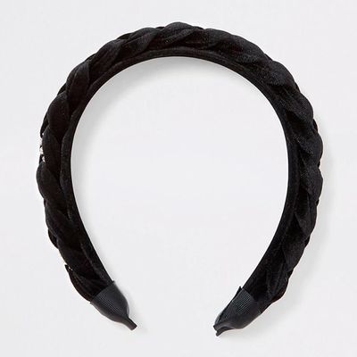 Black Velvet Diamante Plait Headband