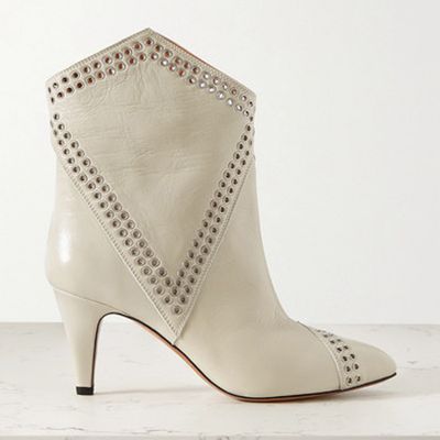 Demka Eyelet-Embellished Textured-Leather Ankle Boots from Isabel Marant