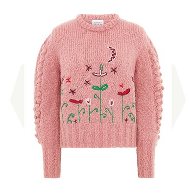 Gloria Embroidered Mohair Rose Jumper from Hayley Menzies