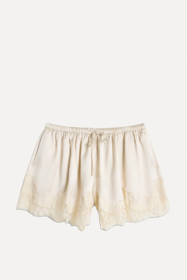 Satin Lace Trim Drawstring Shorts from F&F