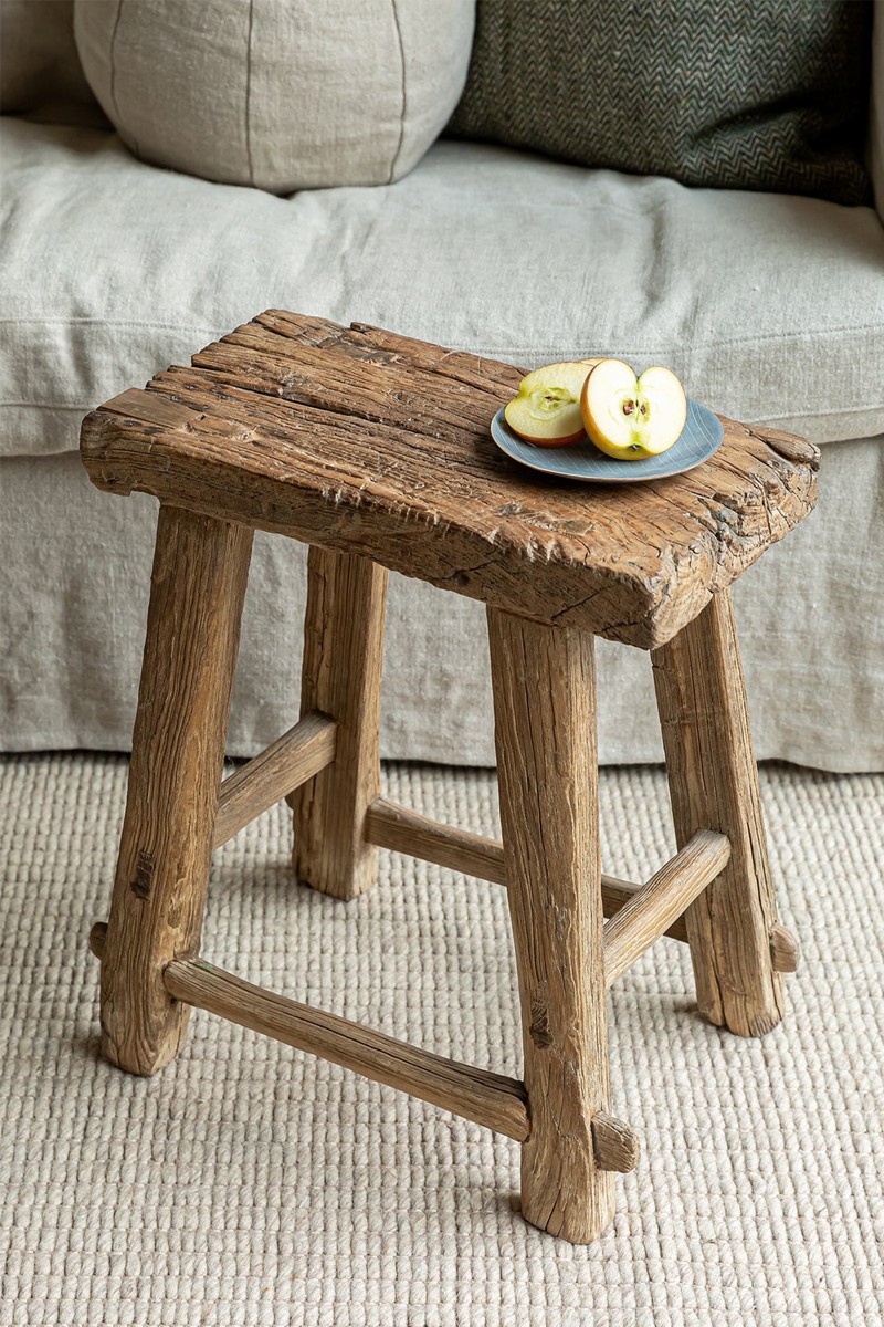 Jesse Vintage Wooden Stool from Cotswold Grey