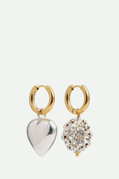 Mismatched 24kt Gold-Plated Hoop Earrings from TIMELESS PEARLY