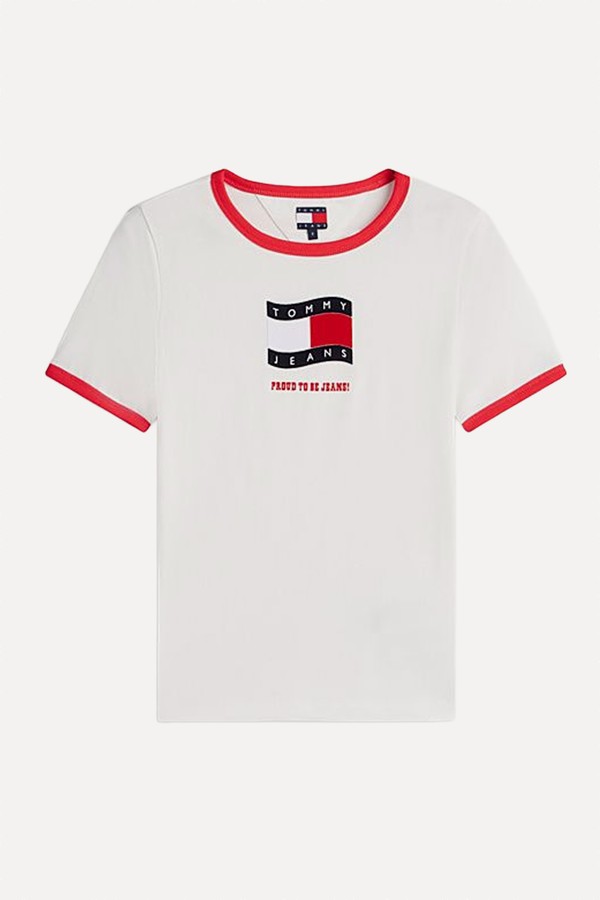 Wavy Flag Contrast Ringer T-Shirt