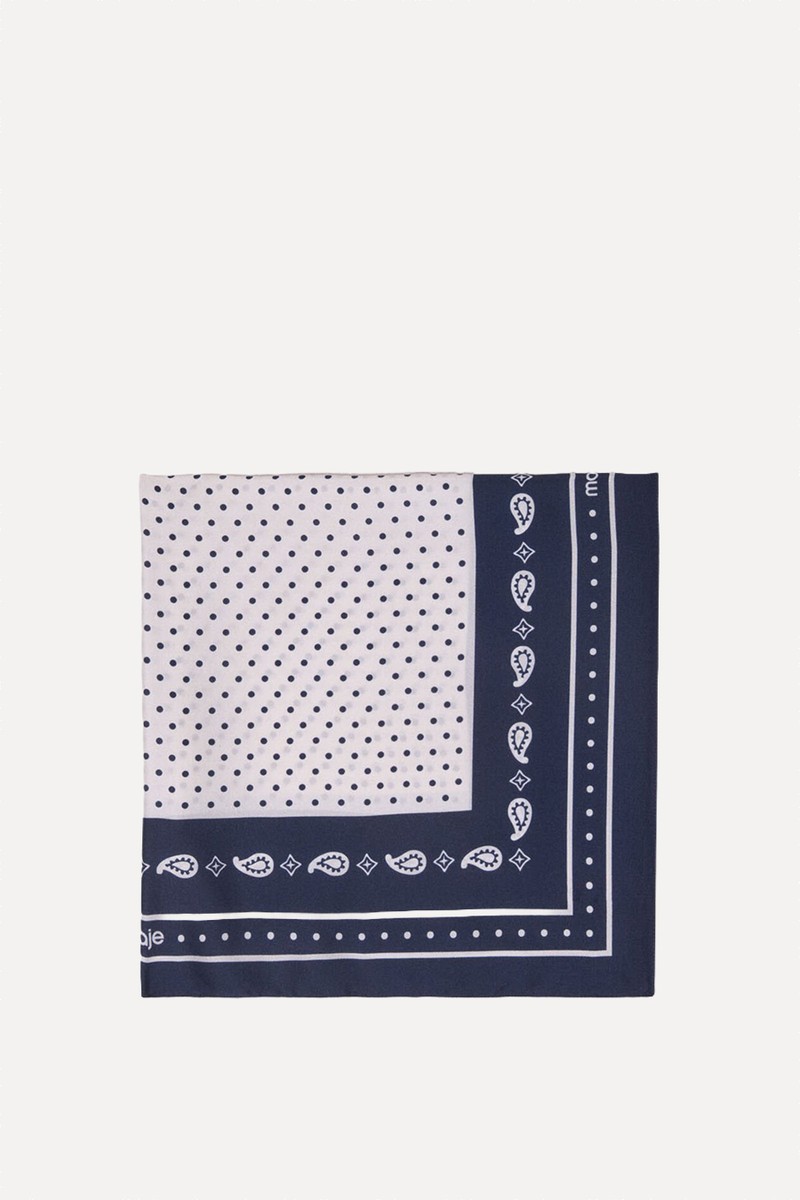Bandana-Print Silk-Twill Scarf from Maje