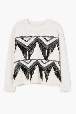 Recycled Cotton Fringed Sweater from Mango