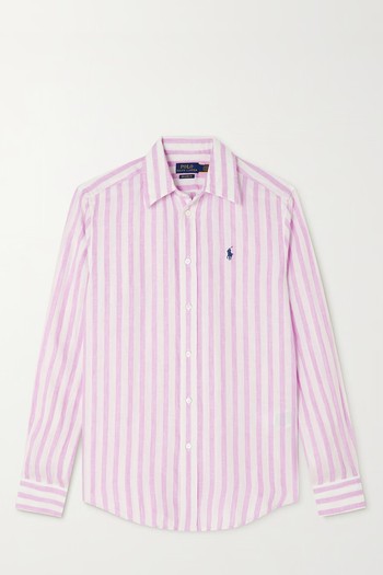 Embroidered Striped Linen Shirt from Polo Ralph Lauren