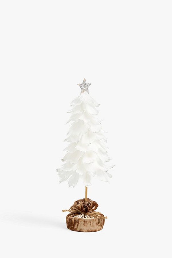 Winter Fairytale Glitter Feather Table Tree