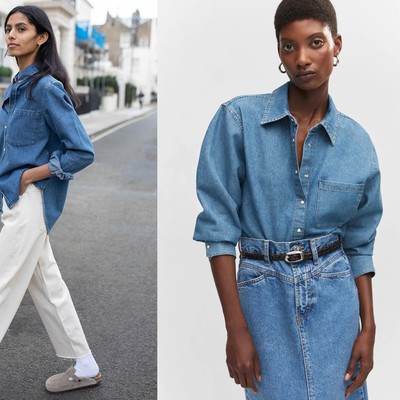 denim shirt outfit ideas