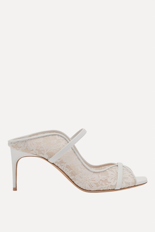 Noah 70 White Lace Heeled Sandals